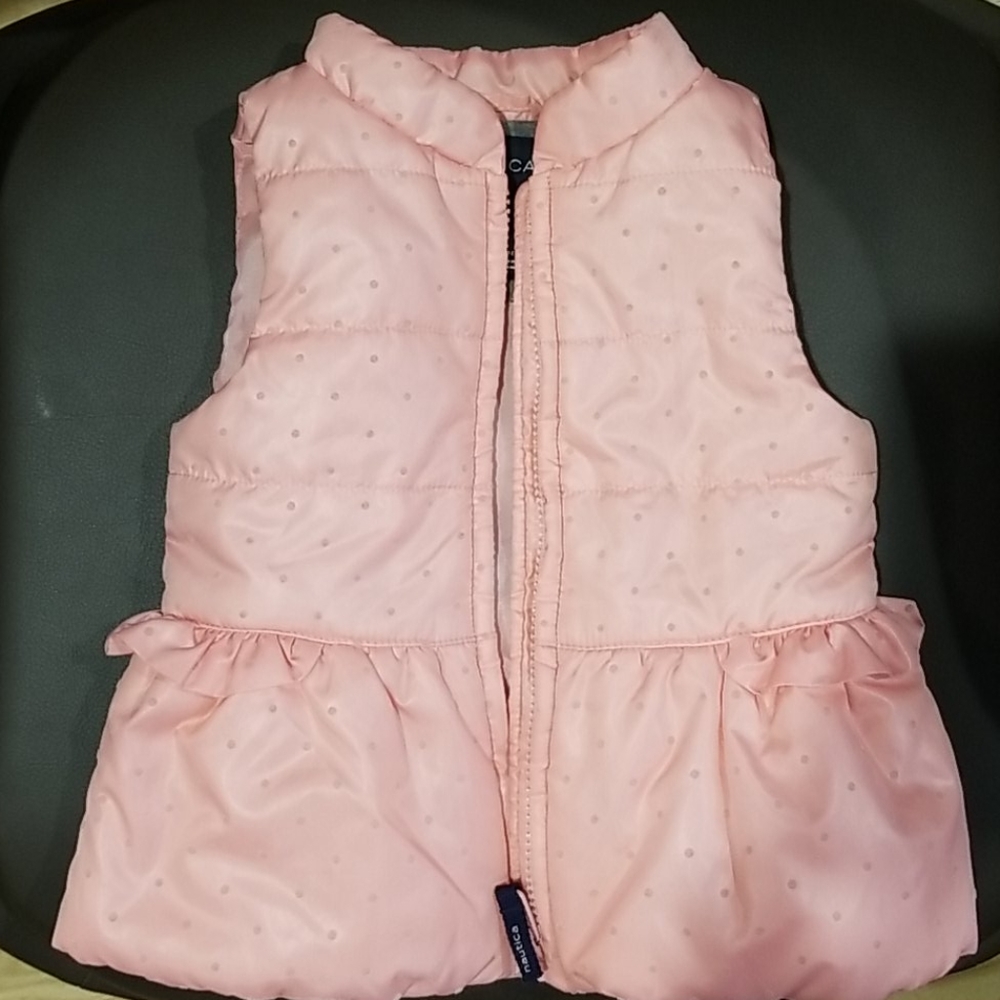 Nautica pink polka dot ruffle puffer vest